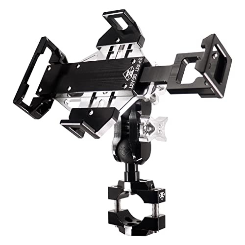 WINDFRD Rock Solid Metal Motorcycle Phone Mount, Aluminum Cell Phone Holder, Sturdy and Anti-Theft, Compatible with Harley Davidson and Most Motorcycle Handlebars (Silver ＆ Black) - Image 1