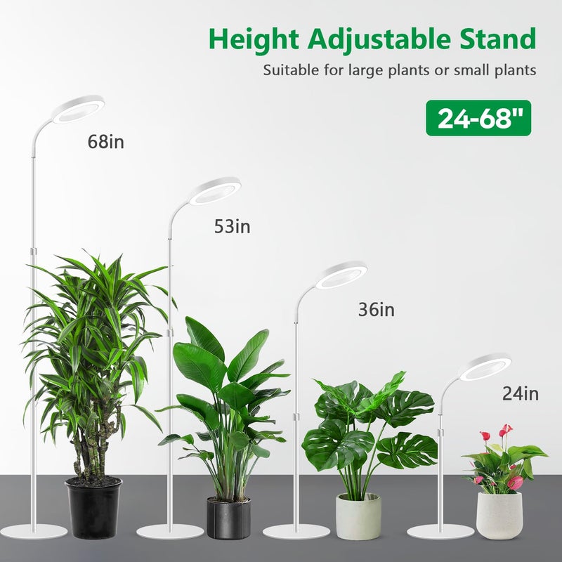 Aumtrly Floor Grow Lights for Indoor Plants, Full Spectrum Plant Light with 68" Stand for Growing Large Tall Plants, White Halo Grow Lamp with 6/12/16H Timer, 3 Light Modes, 5 Dimming - Image 5