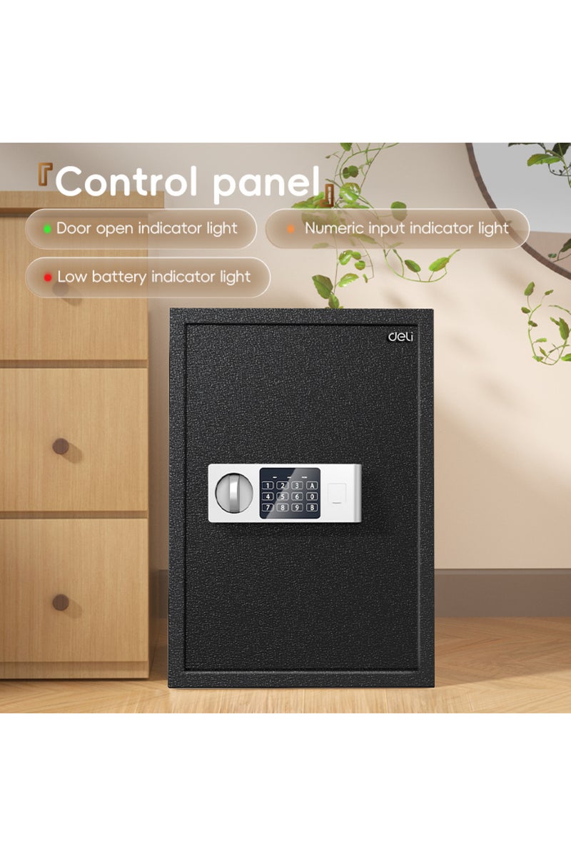 Deli Electronic Digital  Safe Box, (50x35x31cm), Steel Security Safe with Digital Lock, 13.7kg ET525 Black - Image 3