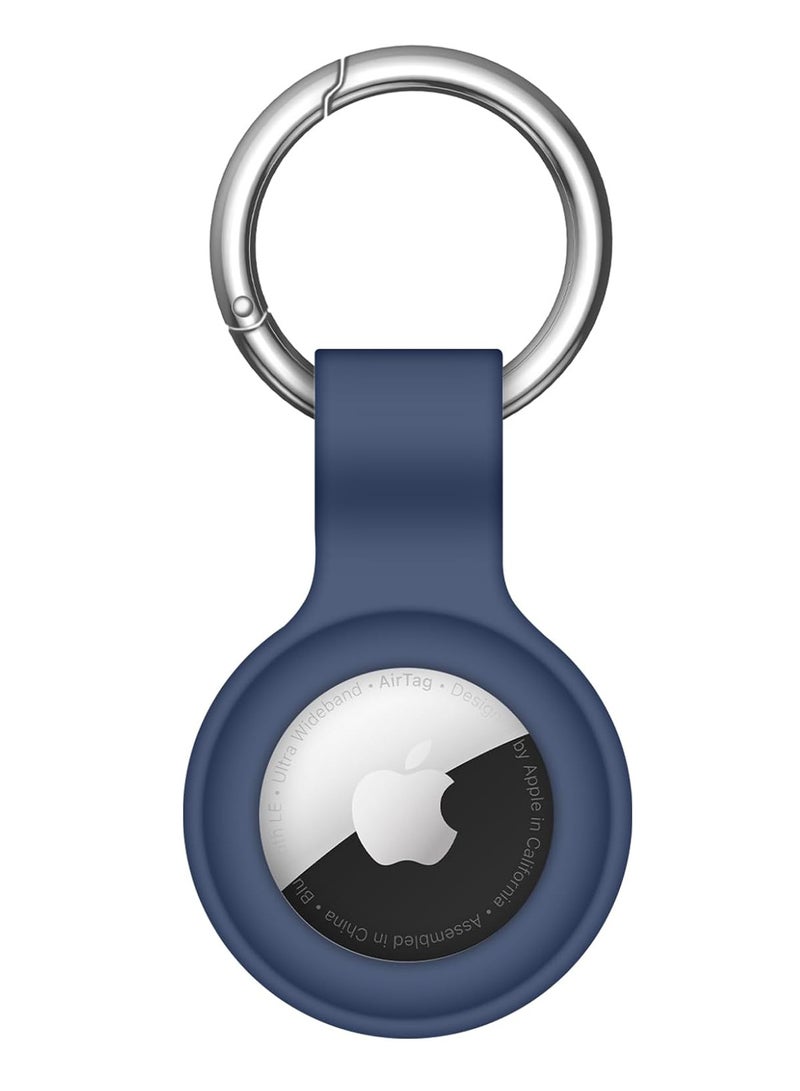 AirTag Case Keychain Air Tag Holder Silicone AirTags Key Ring Cases Tags Chain Apple AirTag GPS Item Finders Accessories，Dark Blue - Image 1
