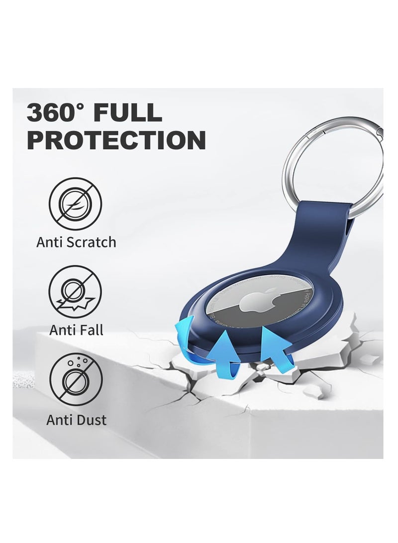 AirTag Case Keychain Air Tag Holder Silicone AirTags Key Ring Cases Tags Chain Apple AirTag GPS Item Finders Accessories，Dark Blue - Image 2