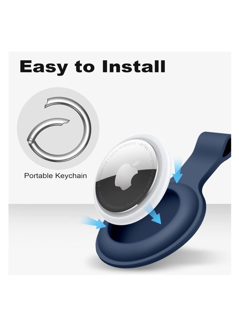 AirTag Case Keychain Air Tag Holder Silicone AirTags Key Ring Cases Tags Chain Apple AirTag GPS Item Finders Accessories，Dark Blue - Image 4