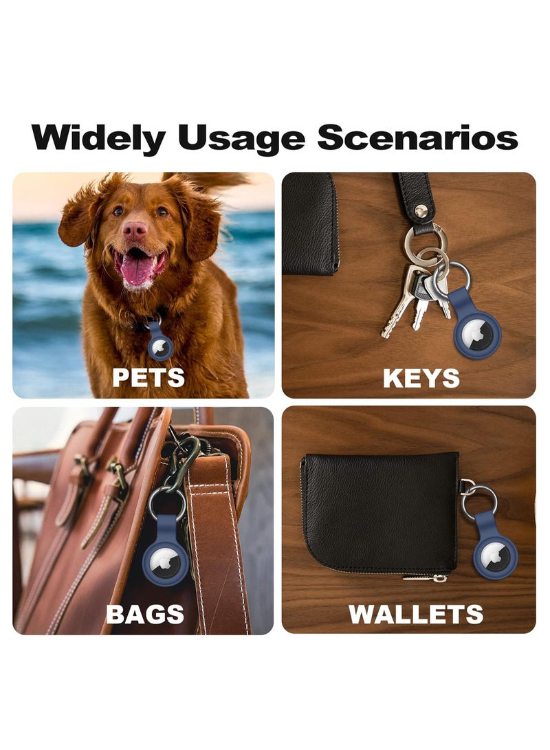 AirTag Case Keychain Air Tag Holder Silicone AirTags Key Ring Cases Tags Chain Apple AirTag GPS Item Finders Accessories，Dark Blue - Image 5