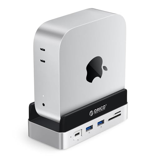 ORICO MiniDock Dock and Stand Compatibility with Mac mini M4, 10-in-1 Aluminum Hub with M.2 SSD Enclosure, 10Gbps USB-C & USB-A,5Gbps USB-A,4K HDMI, Gigabit Ethernet, SD/TF Card Readers,Type-C(PD3.0) - Image 1