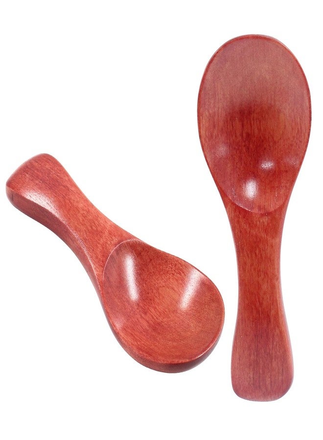Coufce 2 pcs Mini Wooden Spoons, Small Size Versatile Kitchen Accessories Ideal for Coffee, Sugar, Salt, Honey, Spices(Dark Brown) - Image 1