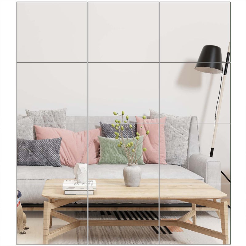 Ruomeng Gym Mirror Tiles  14 x 12 x 12Pcs Wall Mounted Mirror Glass Frameless Full Length Mirror Tiles for Home Gym Bedroom Door  Bathroom