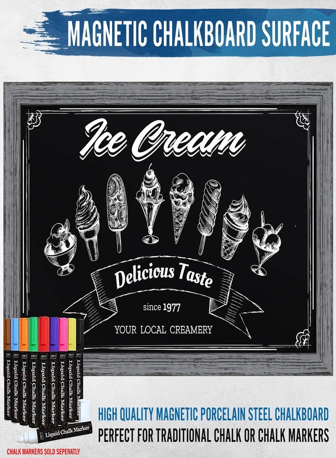 HBCY كريشونز سبورة جدارية مغناطيسية خشبية رمادية ريفية من إتش بي سي واي كرييشنز، مقاس كبير جدًا 24 بوصة × 36 بوصة، سبورة مزخرفة بإطار - مثالية لتزيين المطبخ، وحفلات الزفاف، وقوائم المطاعم، وغيرها الكثير! (24 بوصة × 36 بوصة) - Image 5