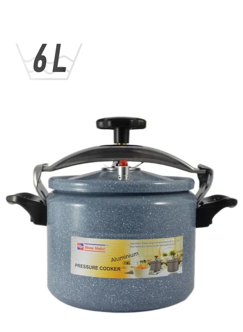 Homemaker 6L Grey Ceramic-Coated Aluminium Pressure Cooker – 22cm | Induction Base, Safe Steam Valve & Ergonomic Heat-Resistant Handles - Image 1