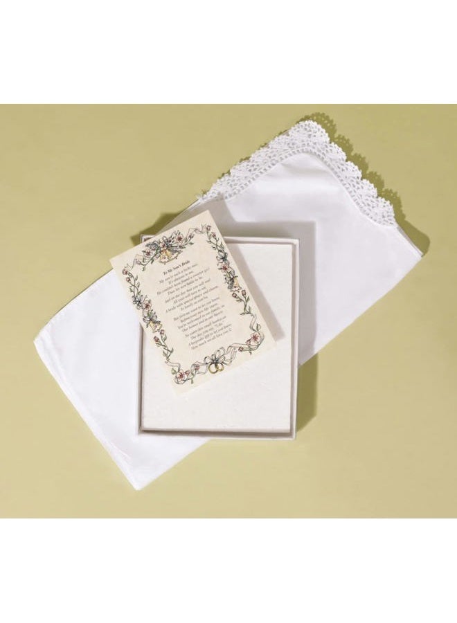 Wedding Collectibles Handkerchief Poetry Hankie (Mother to Daughter) White, Lace Embroidered Bridal Keepsake, Beautiful Poem | Long-Lasting Memento for The Bride | Includes Gift Storage Box - Image 3
