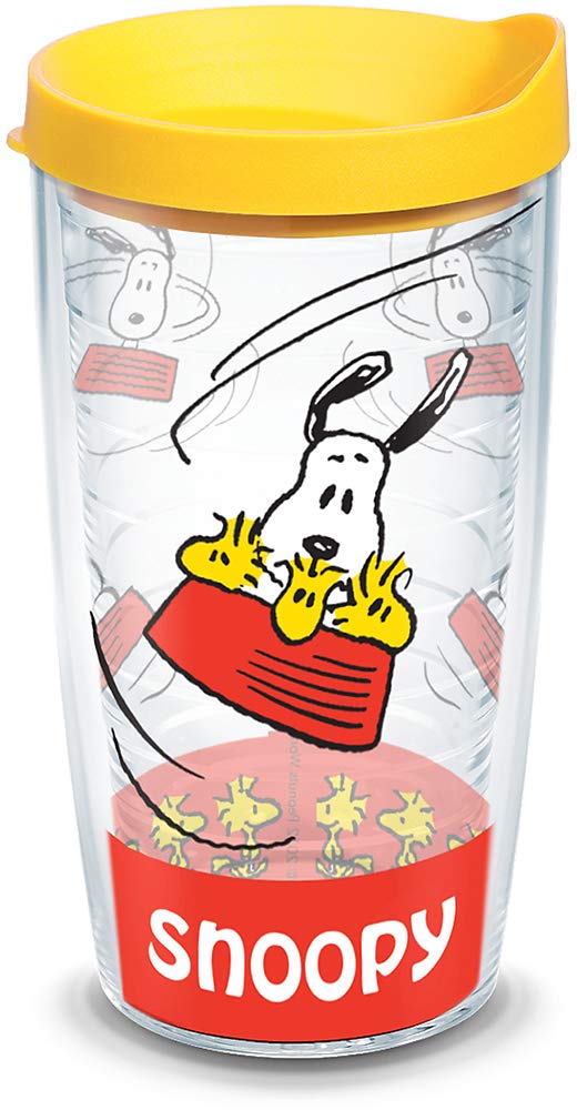 Tervis Peanuts  Snoopy Insulated Tumbler with Wrap and Yellow Lid 16oz Clear