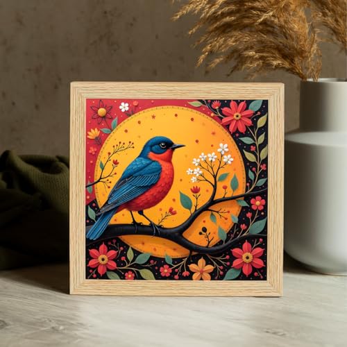 ArtX Paper Madhubani Paintings with Frame for Home Decor, Wall Painting for Living Room, Multicolor Art, Natural Wood Color Frames, Set of 4 - Image 5