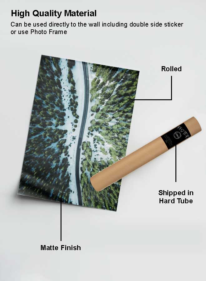 LOWHA Poster Painting Art With Four Separate Pieces Of Double-Sided Stickers Highway In Woodland Top View For Home Bedroom Living Room And Office Decor  - Image 2