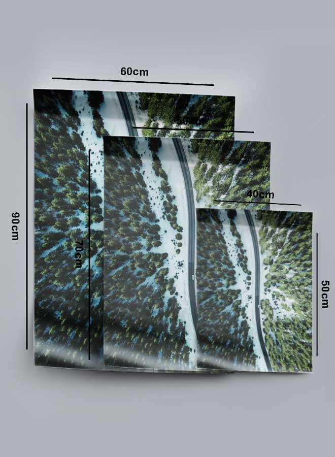 LOWHA Poster Painting Art With Four Separate Pieces Of Double-Sided Stickers Highway In Woodland Top View For Home Bedroom Living Room And Office Decor  - Image 4