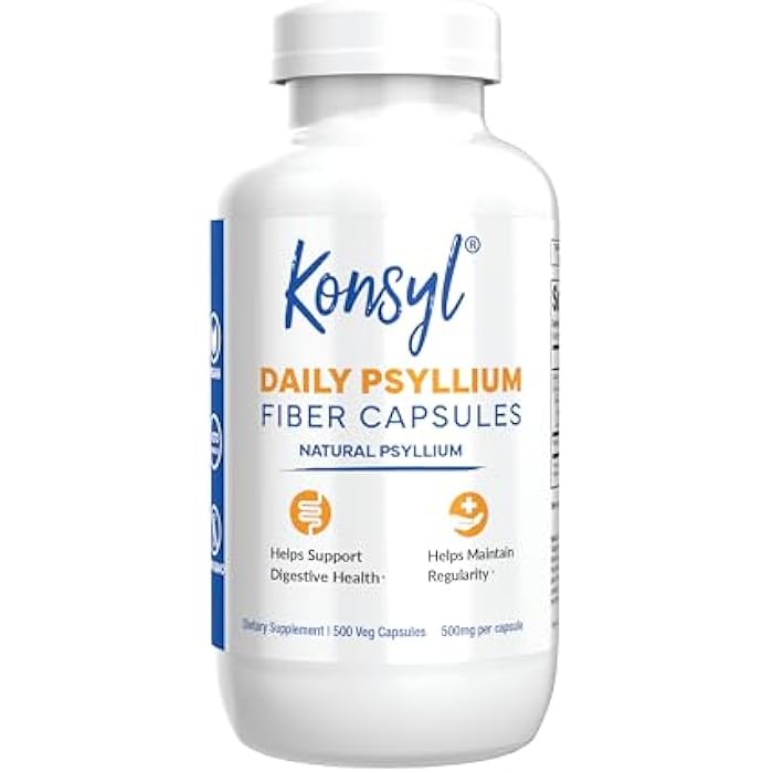 Konsyl Psyllium Fiber Capsules - All-Natural Psyllium Husk Powder - Supports Digestive Health and Weight Management Goals+ 500 Count (Pack of 1) - Image 1
