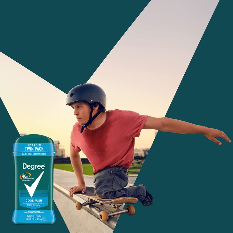Degree Men Original Antiperspirant Deodorant Cool Rush Twin Pack 48-Hour Sweat & Odor Protection Antiperspirant For Men 2.7 oz - Image 3