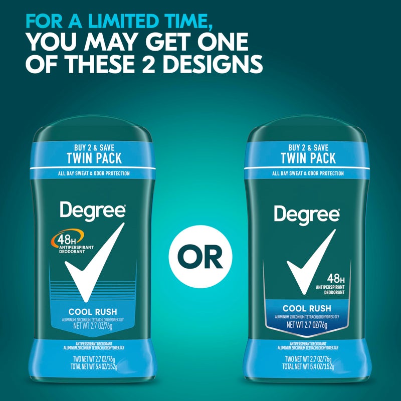 Degree Men Original Antiperspirant Deodorant Cool Rush Twin Pack 48-Hour Sweat & Odor Protection Antiperspirant For Men 2.7 oz - Image 2