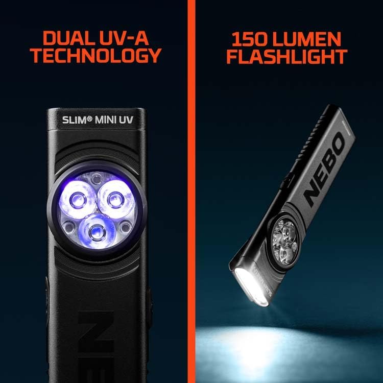 NEBO Slim Mini UV Flashlight | 150 Lumens, 4 Light Modes, Rechargeable & Portable Ultraviolet Light, Magnetic Base & Durable Clip, Waterproof, Detector Pocket Flashlight, Includes Charging Cable - Image 2