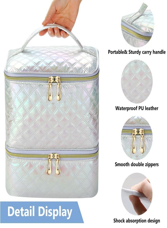 CTWWFS Nail Polish Organizer and Nail Lamp Case, Nail Kit Organizer Holds 30 Bottles (15ml - 0.5 fl.oz) and a Nail Lamp, Nail Polish Carrying Case with Manicure Tools Storage Sections (White) - Image 3