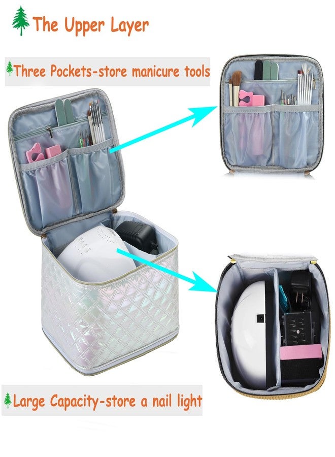 CTWWFS Nail Polish Organizer and Nail Lamp Case, Nail Kit Organizer Holds 30 Bottles (15ml - 0.5 fl.oz) and a Nail Lamp, Nail Polish Carrying Case with Manicure Tools Storage Sections (White) - Image 4