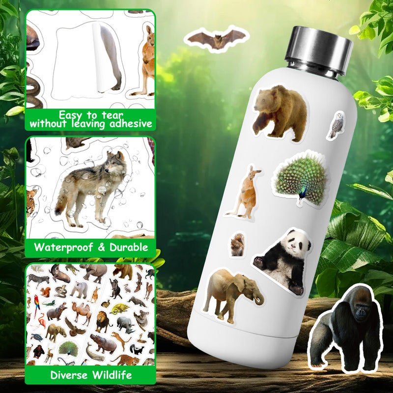 LINAYE 24 Sheets Jungle Stickers for Kids, 1032 PCS Safari Wild Zoo Animal Stickers for Scrapbooking,Water Bottles,Envelopes,Laptop Decal for Kids Boys Girls - Image 4