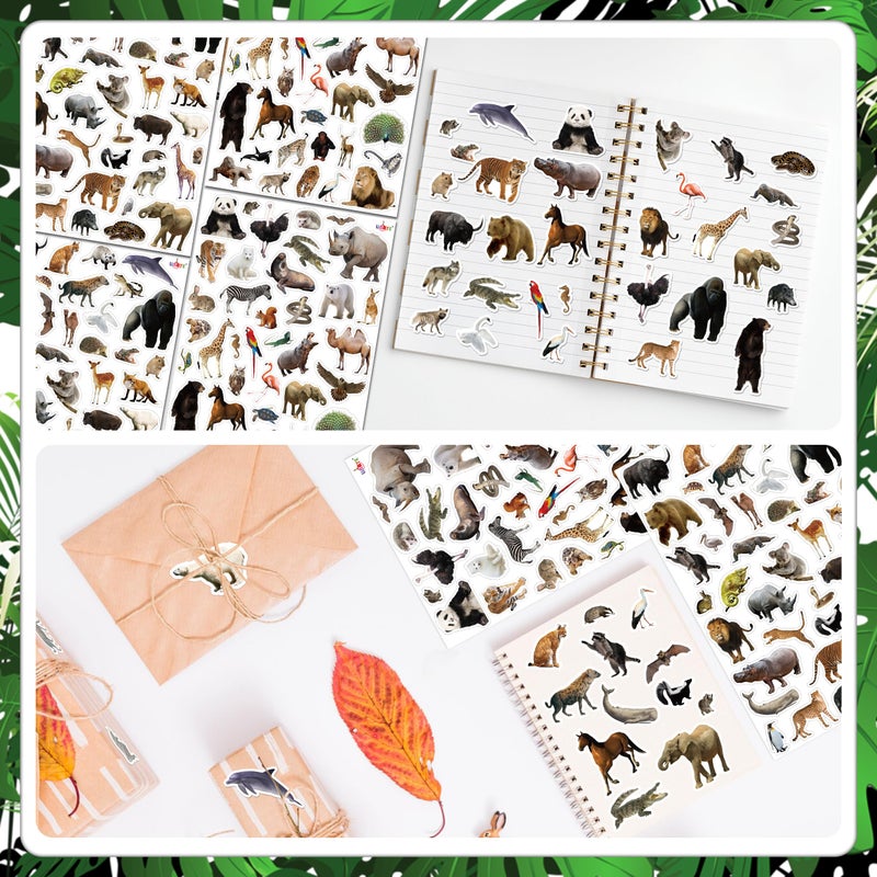 LINAYE 24 Sheets Jungle Stickers for Kids, 1032 PCS Safari Wild Zoo Animal Stickers for Scrapbooking,Water Bottles,Envelopes,Laptop Decal for Kids Boys Girls - Image 5