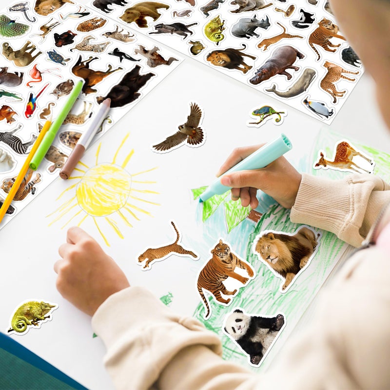 LINAYE 24 Sheets Jungle Stickers for Kids, 1032 PCS Safari Wild Zoo Animal Stickers for Scrapbooking,Water Bottles,Envelopes,Laptop Decal for Kids Boys Girls - Image 3