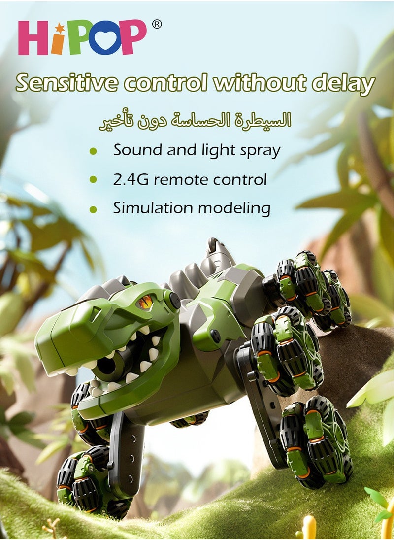 Remote Control Car Dinosaur Toy with Cool Spray Function,Multi-form Transformation, and Adapt to Various Terrains,Kids Birthday and Party Gift Toy Car
