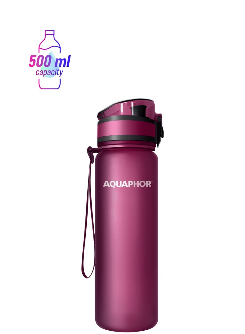 Aquaphor AQUAPHOR City Bottle 500ml, Travel Water Bottle with Activated Carbon Filter, Filters Chlorine & Impurities, Made of Tritan & BPA-Free, Stay Hydrated On the Go - Image 1