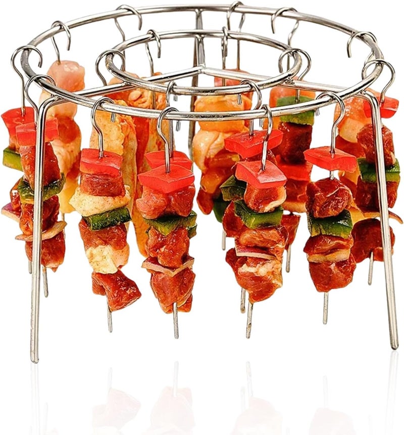 TERRIFI Stainless Steel Air Fryer Grill, Vertical Skewer Rack with 24 Skewers, 6-Inch BBQ Skewers for Air Fryer, Durable Stainless Steel Rack for BBQ and Grilling, Ideal for Home Cooking - Image 1