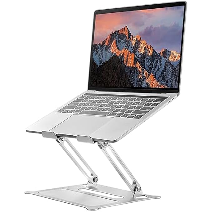 rayihni ADJUSTABLE LAPTOP STAND FOR DESK, ERGONOMIC ALUMINUM LAPTOP RISER FOR 10-17.3Â€ LAPTOPS, COMPATIBLE WITH MACBOOK AIR/PRO, DELL, HP, LENOVO, SURFACE, HUAWEI, XIAOMI - Image 1