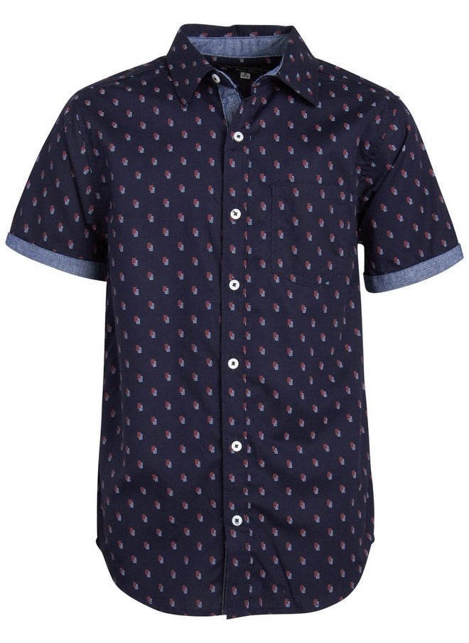 Ben Sherman Boys' Button Down Shirt - Casual Short Sleeve Woven Shirt - Kids' Collared Shirt for Boys (8-18), Size 18, Navy Shapes - pzsku/Z84C2311247555862C559Z/45/_/1740982700/cb869e72-2516-4811-83ab-dbcef2c5dffa