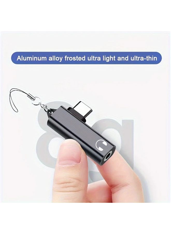 USB C Earphone Adapter 3 5mm Male to Type C Female Headset Aux Audio Cable with DAC Chip Noise Reducing Stereo Converter for Mobile Tablet Laptop with Lanyard - Image 3