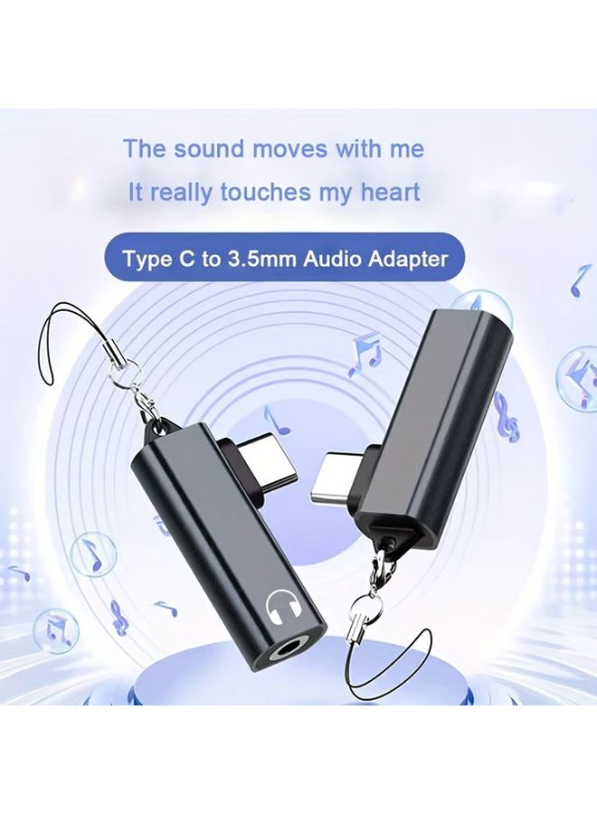 USB C Earphone Adapter 3 5mm Male to Type C Female Headset Aux Audio Cable with DAC Chip Noise Reducing Stereo Converter for Mobile Tablet Laptop with Lanyard - Image 1