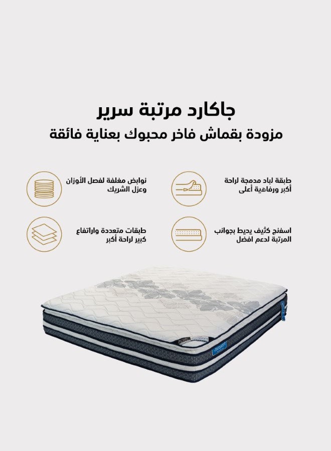 إن - هاوس جاكارد | مرتبة سرير متعددة الطبقات 20 طبقة ارتفاع 32 سم قياس سوبر كينج - 20 طبقة0x20 طبقة0 سم - رمادي وأبيض - Image 2