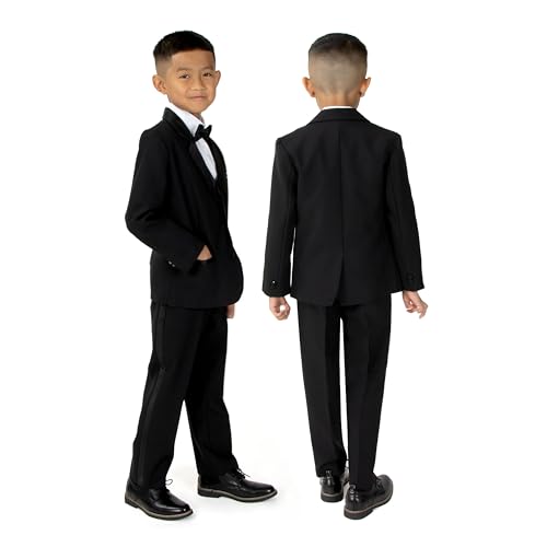 Spring Notion Boys' Classic Fit Tuxedo Set, No Tail 10 Black - Image 2