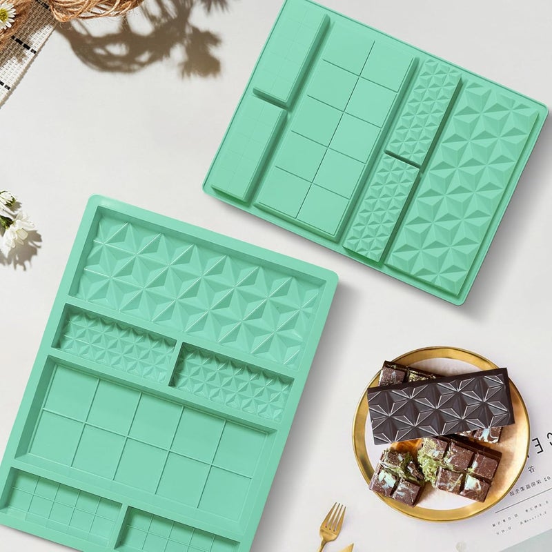 LEGACYCART Break Apart Chocolate Silicone Mould 6 in 1 Deep Dubai Pistachio Chocolate Bar Kunafa Filling Chocolate Bar Thick Candy Molds NonStick for Stuffed Knafeh Chocolate Bar Treats for Kids - Image 3