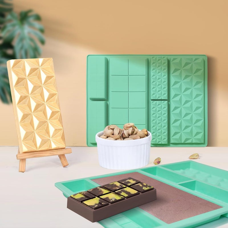 LEGACYCART Break Apart Chocolate Silicone Mould 6 in 1 Deep Dubai Pistachio Chocolate Bar Kunafa Filling Chocolate Bar Thick Candy Molds NonStick for Stuffed Knafeh Chocolate Bar Treats for Kids - Image 5