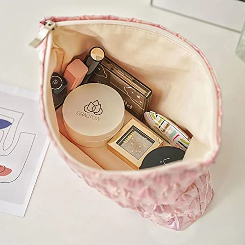 STARDW Cute Makeup Bag Aesthetic Cosmetic Bags for Women Girls, Travel Toiletry Bag Large Capacity Zipper Makeup Pouch, Purse Organizer Pouches,Canvas Lining - Image 3