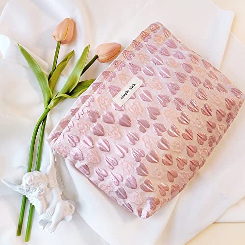 STARDW Cute Makeup Bag Aesthetic Cosmetic Bags for Women Girls, Travel Toiletry Bag Large Capacity Zipper Makeup Pouch, Purse Organizer Pouches,Canvas Lining - Image 2