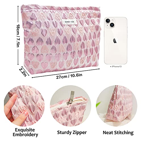 STARDW Cute Makeup Bag Aesthetic Cosmetic Bags for Women Girls, Travel Toiletry Bag Large Capacity Zipper Makeup Pouch, Purse Organizer Pouches,Canvas Lining - Image 5