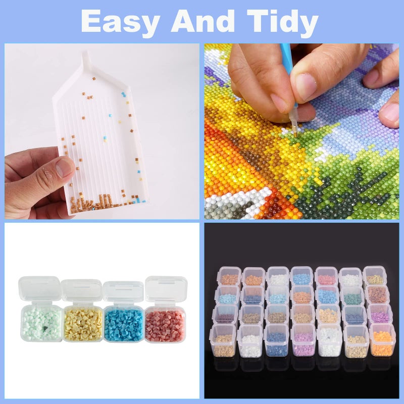 Ecurfu Diamond Painting Bead Storage Containers, 28 Girds 2 Pack, Diamond Art Organizer Box, Embroidery Storage with Label Stickers - Image 4