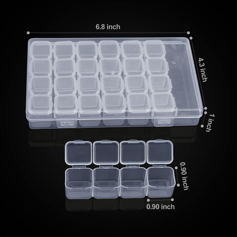 Ecurfu Diamond Painting Bead Storage Containers, 28 Girds 2 Pack, Diamond Art Organizer Box, Embroidery Storage with Label Stickers - Image 2