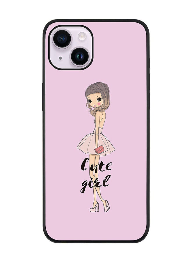Stylizedd Rugged Black edge case for Apple iPhone 14 Plus Slim fit Soft Case Flexible Rubber Edges Anti Drop TPU Gel Thin Cover - Coy Cute Girl - Image 1