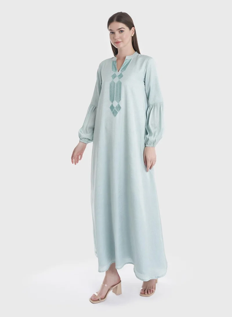 KASHKHA Mint Green Dress with Stonework