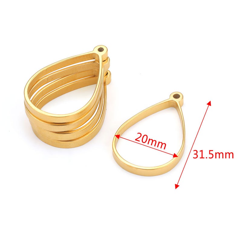 Stainless Steel Polished Geometry Pendant DIY Frame Gold-water droplets [about 1.68g each]] 