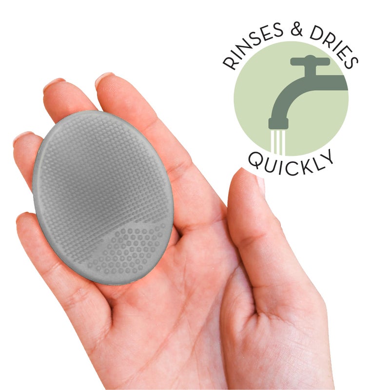 S&T INC. Exfoliating and Massaging Cradle Cap Bath Brushes for Baby, Silicone - 2 Inch x 2.5 Inch, Grey and Teal, 2 Pack - Image 2