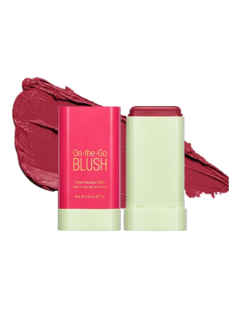 Excefore Blush Beauty Wand, Solid Moisturizer Stick, Multi Use Makeup Waterproof Blush Stick, Natural Looking, Suitable for Cheeks Glow Dewy Finish (Hot Red) - Image 1