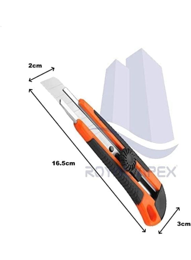 Biella Utility Knife, Retractable Box Cutter For Cartons, Cardboard And Boxes, 18Mm Wider Razor Sharp Blade, Smooth Mechanism, Perfect For Office And Home Use (Pack Of 2)  - Image 2