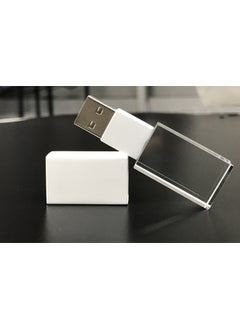 ماركة غير محددة DIY Crystal Luminous U Disk Inside LOGO Business Gift USB 2.0 3.0 High Speed Metal U Disk-Color:White-Capacity:USB3.0 4GB  - Image 1