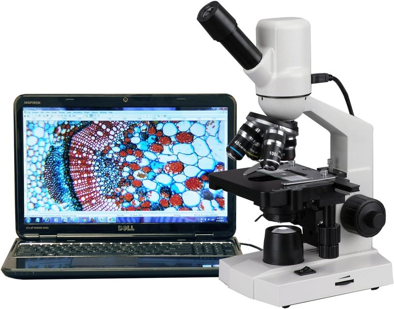 AmScope AmScope M2203MP 40X1000X Compound Microscope with 3D Mechanical Stage  Built in 3MP USB Camera  - Image 1